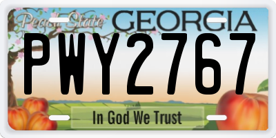 GA license plate PWY2767