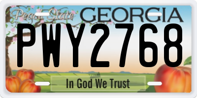 GA license plate PWY2768