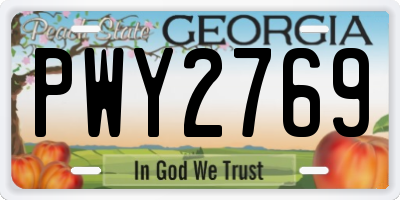 GA license plate PWY2769