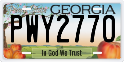 GA license plate PWY2770