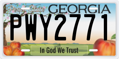 GA license plate PWY2771