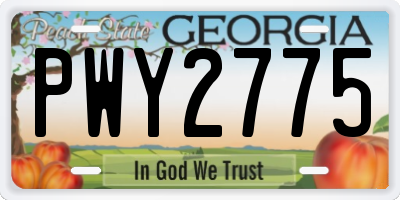 GA license plate PWY2775