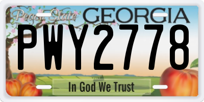 GA license plate PWY2778