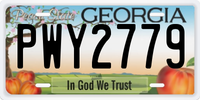 GA license plate PWY2779