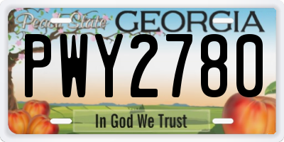 GA license plate PWY2780