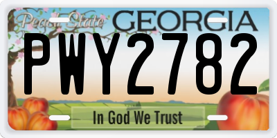 GA license plate PWY2782