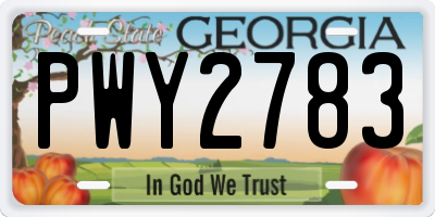 GA license plate PWY2783