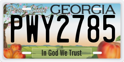 GA license plate PWY2785