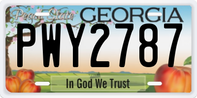 GA license plate PWY2787
