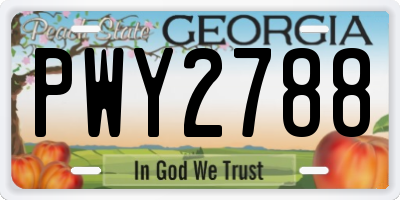 GA license plate PWY2788