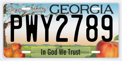 GA license plate PWY2789