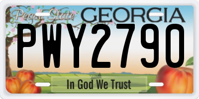 GA license plate PWY2790