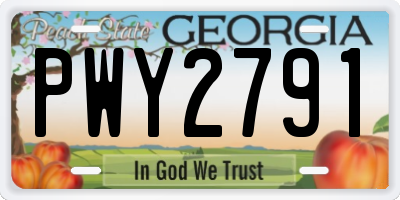 GA license plate PWY2791