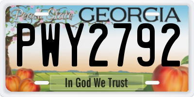 GA license plate PWY2792