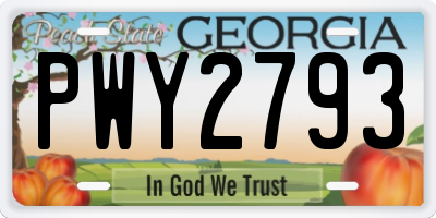 GA license plate PWY2793