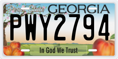 GA license plate PWY2794