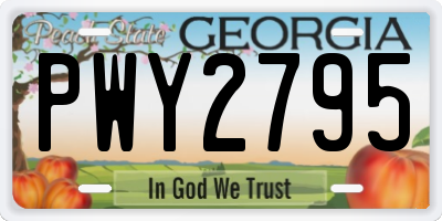 GA license plate PWY2795