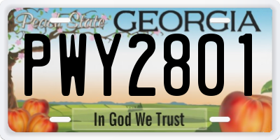 GA license plate PWY2801