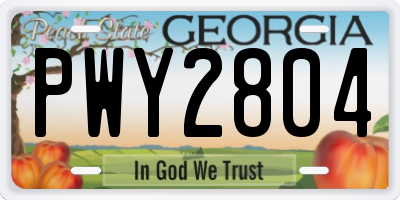 GA license plate PWY2804