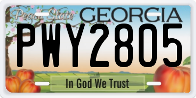 GA license plate PWY2805