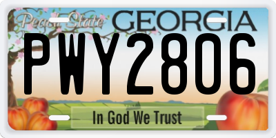 GA license plate PWY2806