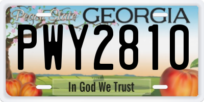 GA license plate PWY2810
