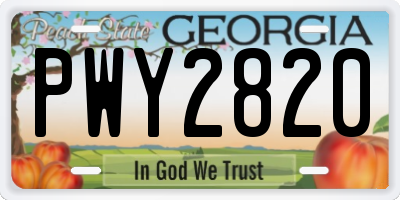 GA license plate PWY2820