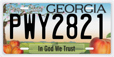 GA license plate PWY2821