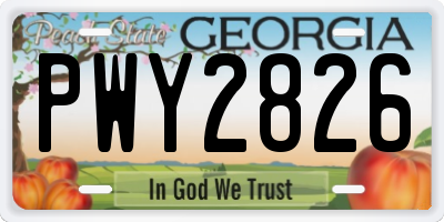 GA license plate PWY2826