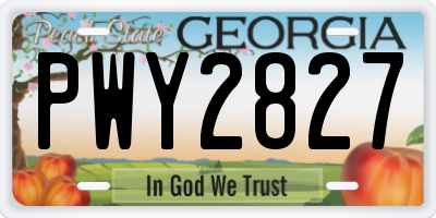 GA license plate PWY2827