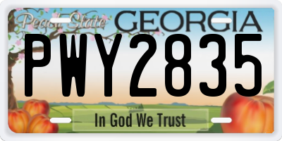 GA license plate PWY2835