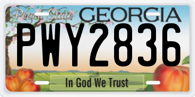 GA license plate PWY2836