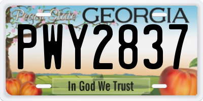 GA license plate PWY2837