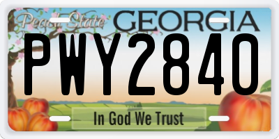 GA license plate PWY2840