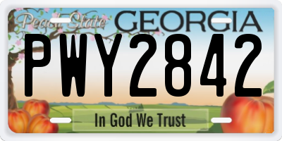 GA license plate PWY2842
