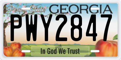 GA license plate PWY2847