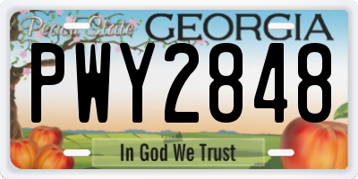 GA license plate PWY2848