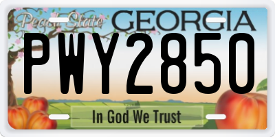 GA license plate PWY2850