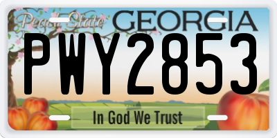 GA license plate PWY2853