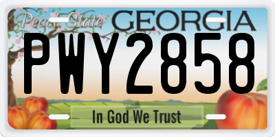 GA license plate PWY2858