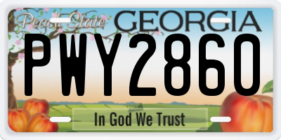 GA license plate PWY2860