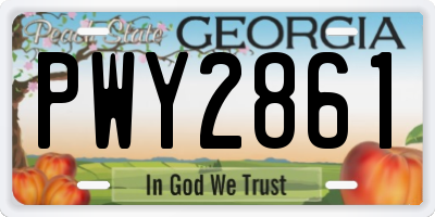 GA license plate PWY2861