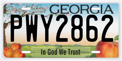 GA license plate PWY2862