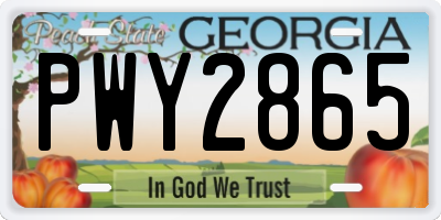 GA license plate PWY2865