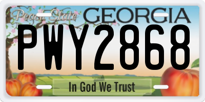 GA license plate PWY2868