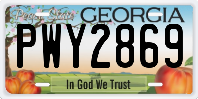 GA license plate PWY2869