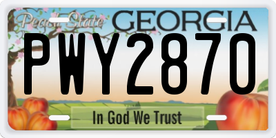 GA license plate PWY2870