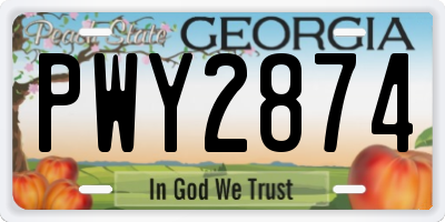 GA license plate PWY2874