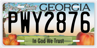 GA license plate PWY2876