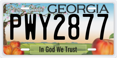 GA license plate PWY2877